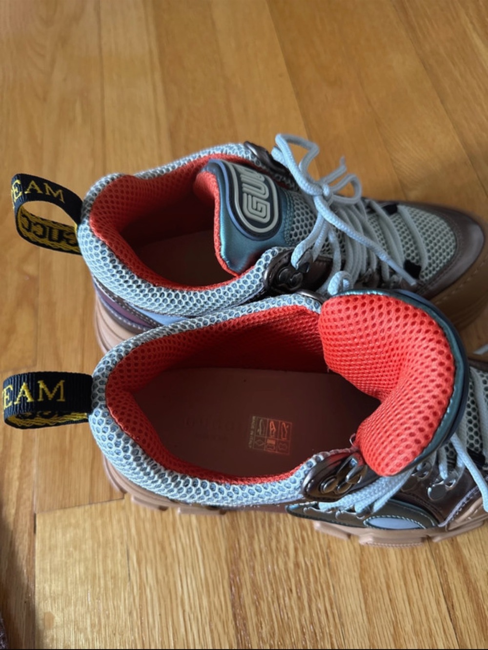 Gucci Metallic Brown, Blue & Orange Chunky Sneakers - Picture 6 of 8